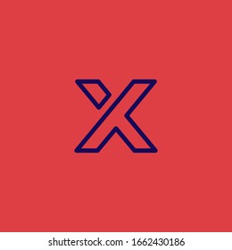 x logo initials, line art outline style