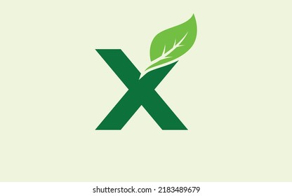 Hoja con el logo X para identidad. ilustración vectorial de plantilla de naturaleza para su marca.