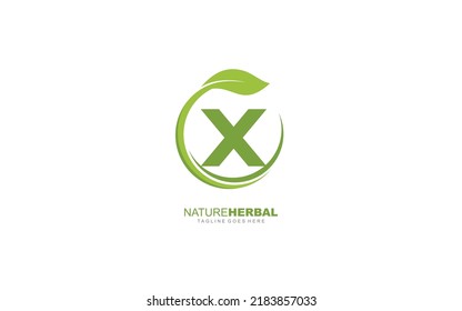 X logo leaf for identity. nature template vector illustration for your brand.