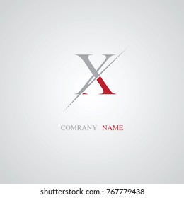 X Logo. Letter Design Vector with Red and gray Colors.