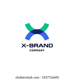 X Logo-Brief mit modernem, sich überschneidenden Farbstil, Vektorsymbol-Design