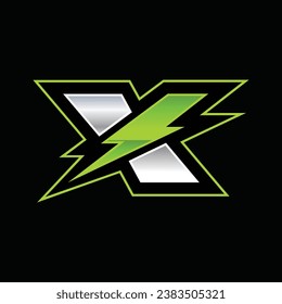 X Logo with lightning letter concept for template