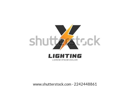 X Logo with lightning letter concept for template