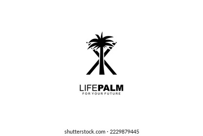 X logo PALM for identity. tree template vector illustration for your brand.