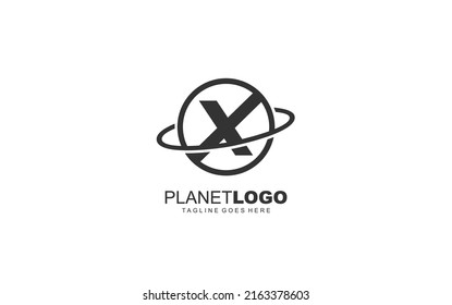 X logo planet for identity. world template vector illustration for your brand.