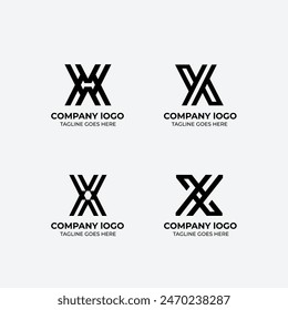 X logotipo conjunto de diseño plano