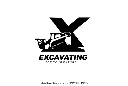 X Logo SKID STEER für Bauunternehmen. Schwere Geräte Vorlage Vektorgrafik für Ihre Marke.