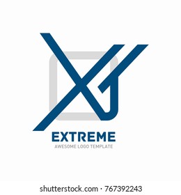 X logo template in line style. Abstract vector logo