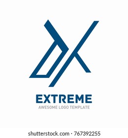 X logo template in line style. Abstract vector logo