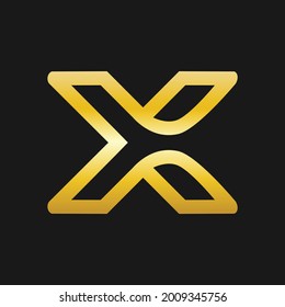 Resumen de oro del vector del logotipo X