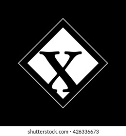 X Logo.. Vector Graphic Business Branding Letter Element Illustration. Cube Negative Space Design. Dark Background