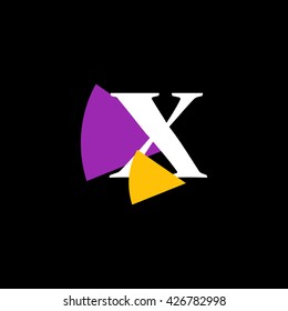 X Logo.. Vector Graphic Business Branding Letter Element Illustration with Colorful Triangles. Dark Background