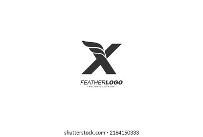 X logo wing for identity. feather template vector illustration for your brand.