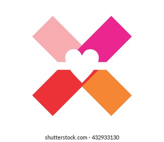 x love heart icon image vector