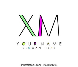 X & M initial minimalist logo template vector