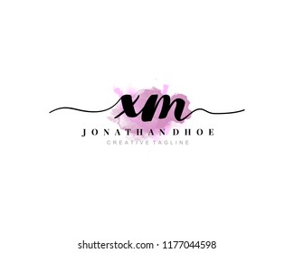 X M Initial watercolor logo on white background. Logo template vector