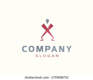 X man standing logo design with elegant colors