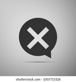 X Mark, Cross in circle icon isolated on grey background. Check cross mark icon. Flat design. Vector Illustration