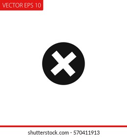 X Mark, Cross Isolated Flat Web Mobile  Vector Icon.