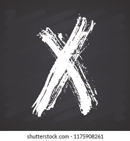 X Mark grunge textured hand drawn, vector illustration on chalkboard background.