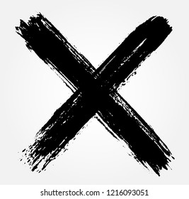X mark in grungy style.Vector grunge letter X.