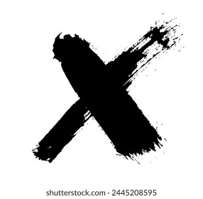 X Mark. Hand drawn grunge icon. Vector brush strokes. Abstract cross shape