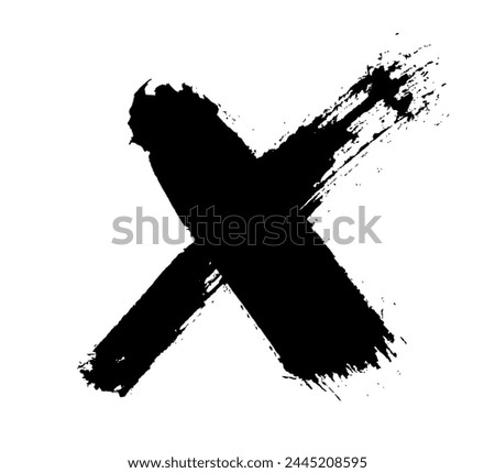 X Mark. Hand drawn grunge icon. Vector brush strokes. Abstract cross shape