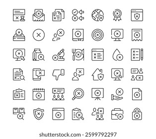 X mark icons. Outline symbols collection. Premium vector line icons set
