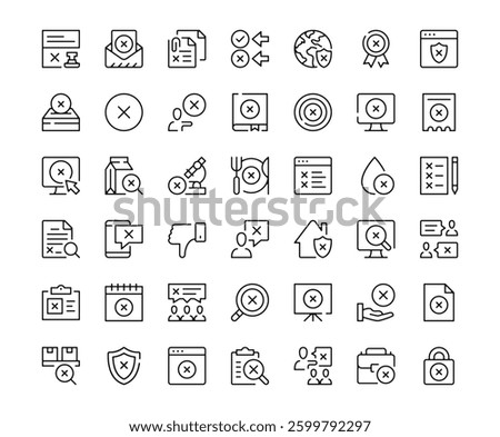 X mark icons. Outline symbols collection. Premium vector line icons set