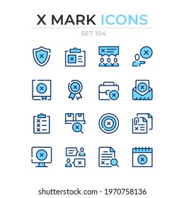 X mark icons. Vector line icons set. Premium quality. Simple thin line design. Modern outline symbols collection, pictograms.
