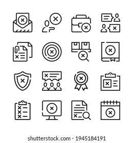 X mark line icons set. Modern graphic design concepts, simple outline elements collection. Vector line icons