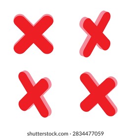 x mark red different angles