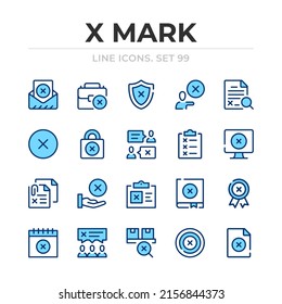 X mark vector line icons set. Thin line design. Outline graphic elements, simple stroke symbols. X mark icons