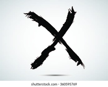 X Marks . X Handwritten Letter . Black X Letter . Cross Sign . Two Crossed Vector Brush Strokes.