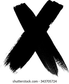 X Marks .  Handwritten Letter . Sign . Two Crossed Vector Brush Strokes.