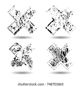 X Marks .Handwritten Letter . Sign . Two Crossed Vector Brush Strokes.
