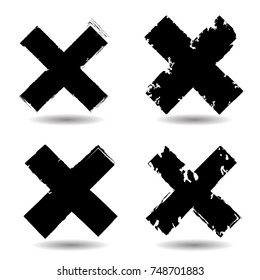 X Marks .Handwritten Letter . Sign . Two Crossed Vector Brush Strokes.