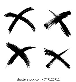 X Marks .Handwritten Letter . Sign . Two Crossed Vector Brush Strokes.