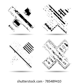 X Marks .Handwritten Letter . Sign . Two Crossed Vector Brush Strokes.