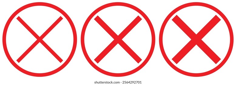 x marks icon set. cross mark icon. close remove marks set. eps 10.