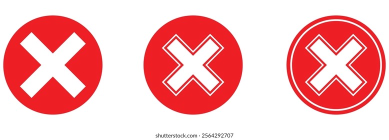x marks icon set. cross mark icon. close remove marks set. eps 10.