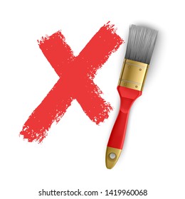 X Marks on white background.Two Red Crossed Brush Strokes. Rejected sign in grunge style. Vector Eps 10 illustration