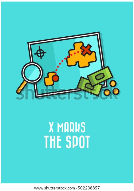 X Marks Spot Treasure Map Hunt Stock Vector Royalty Free 502238857