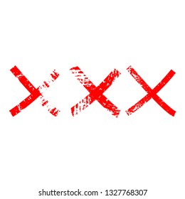 X Marks .three Red Crossed Vector Brush Strokes. Rejected sign in grunge style.