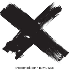 X Marks .Two black Crossed Vector Brush Strokes. Rejected sign in grunge style.