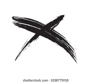 X Marks .Two Crossed Vector Brush Strokes. Rejected sign in grunge style. 