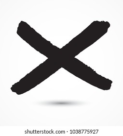 X Marks .Two Crossed Vector Brush Strokes. Rejected sign in grunge style. 