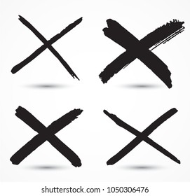 X Marks .Two Crossed Vector Brush Strokes. Rejected sign in grunge style.