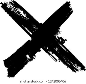 X Marks .Two Crossed Vector Brush Strokes. Rejected sign in grunge style.