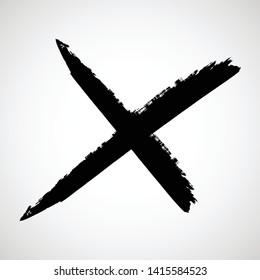 X Marks .Two Crossed Vector Brush Strokes. Rejected sign in grunge style.